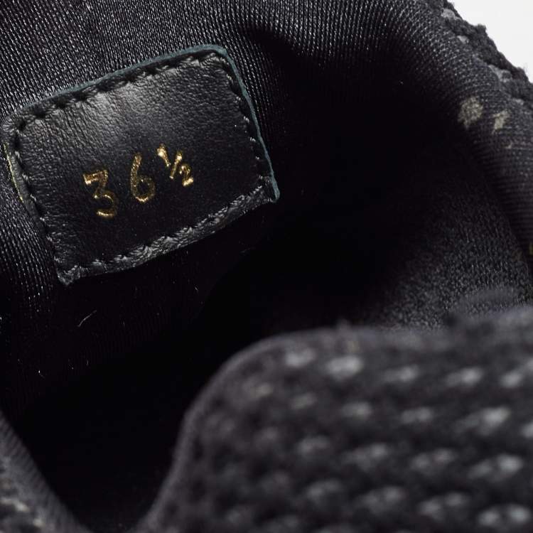 Pre Owned Louis Vuitton Black Monogram Mesh and Leather Aftergame Low Top Sneakers Size 36.5