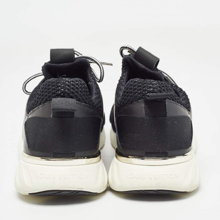 Pre Owned Louis Vuitton Black Monogram Mesh and Leather Aftergame Low Top Sneakers Size 36.5