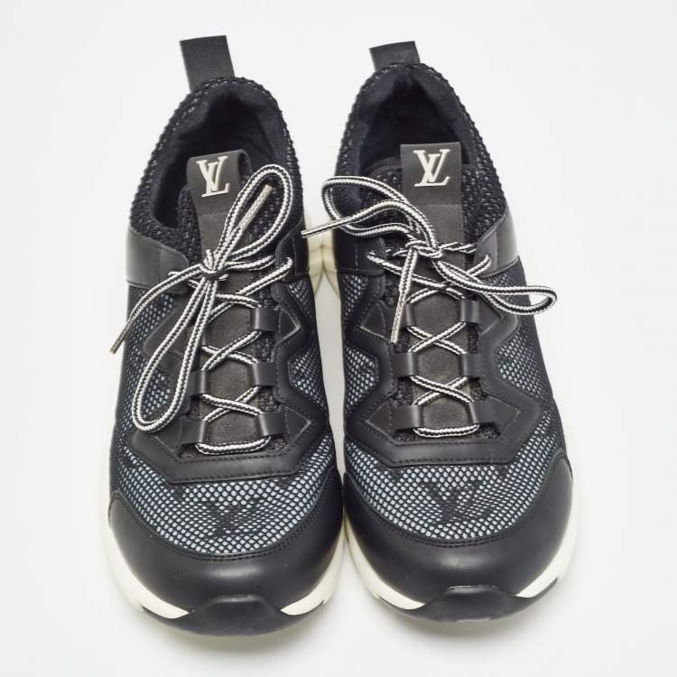 Pre Owned Louis Vuitton Black Monogram Mesh and Leather Aftergame Low Top Sneakers Size 36.5