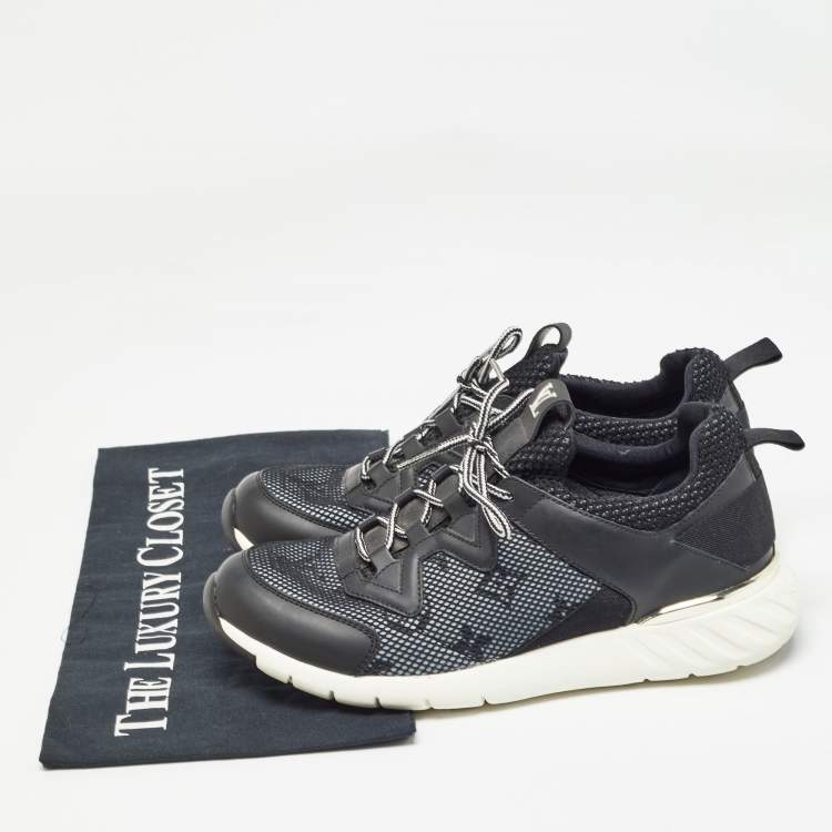Pre Owned Louis Vuitton Black Monogram Mesh and Leather Aftergame Low Top Sneakers Size 36.5
