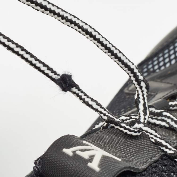 Pre Owned Louis Vuitton Black Monogram Mesh and Leather Aftergame Low Top Sneakers Size 36.5