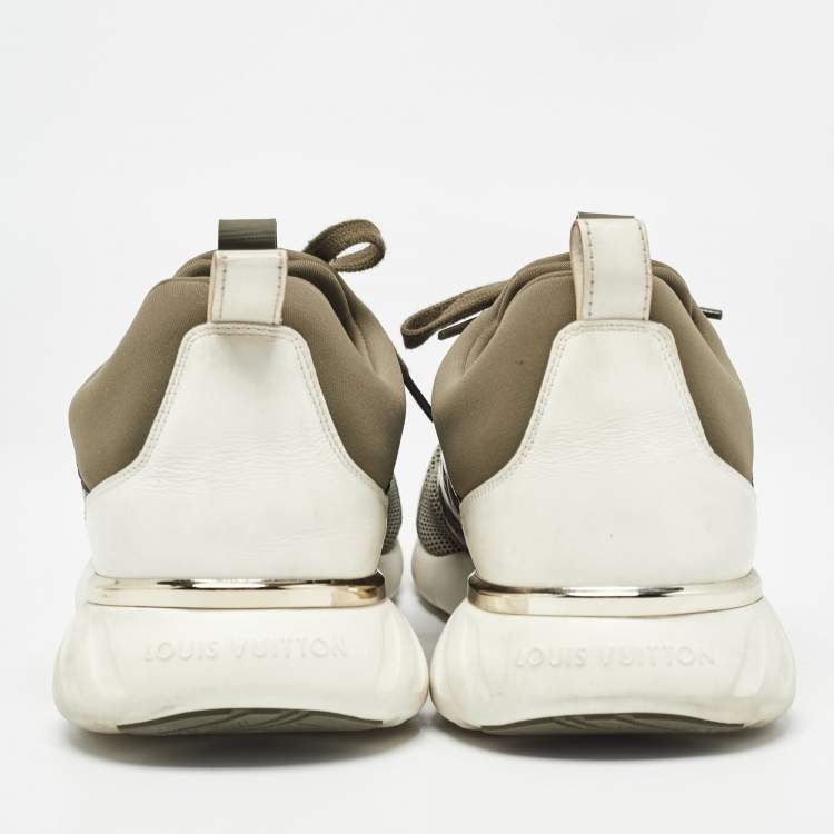 مملوكة مسبقًا Louis Vuitton Green/White Leather and Mesh Aftergame Sneakers Size 37.5