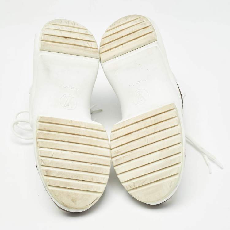 Pre Owned Louis Vuitton White/Brown Monogram Canvas and Mesh Archlight Low Top Sneakers Size 37