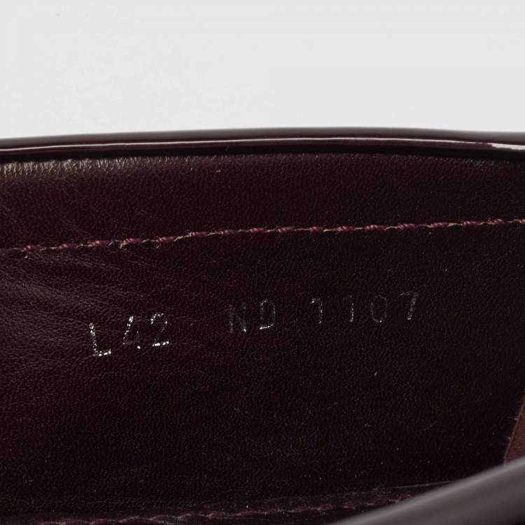 Pre Owned Louis Vuitton Burgundy Patent Leather Dauphine Loafers Size 42