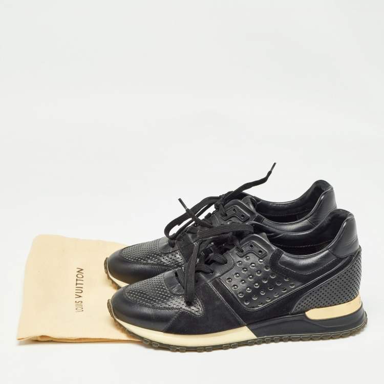 Pre Owned Louis Vuitton Black Leather and Suede Run Away Sneakers Size 36.5