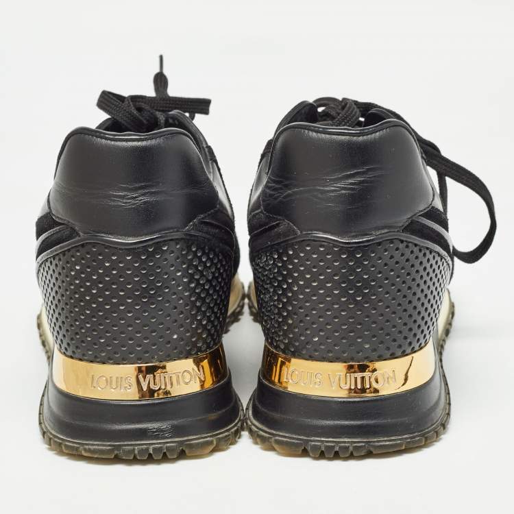 Pre Owned Louis Vuitton Black Leather and Suede Run Away Sneakers Size 36.5
