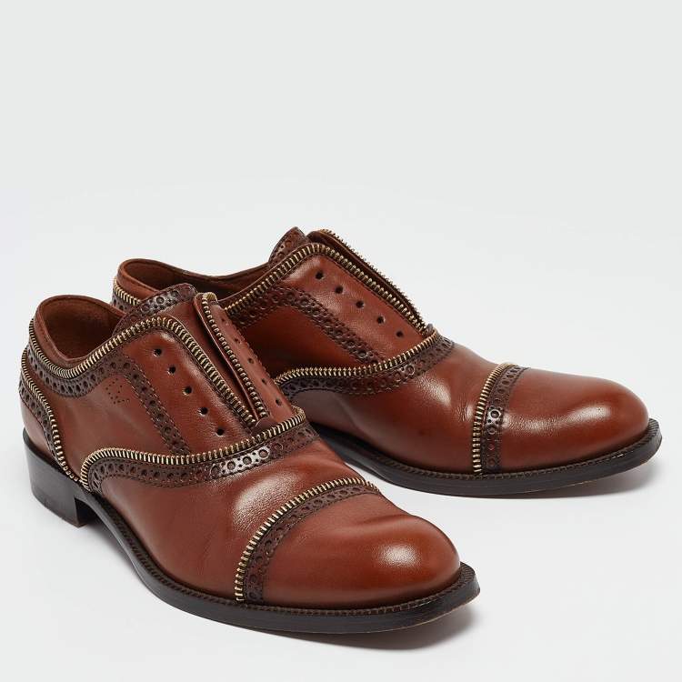 Pre Owned Louis Vuitton Brown Brogue Leather Lace Up Oxfords Size 37