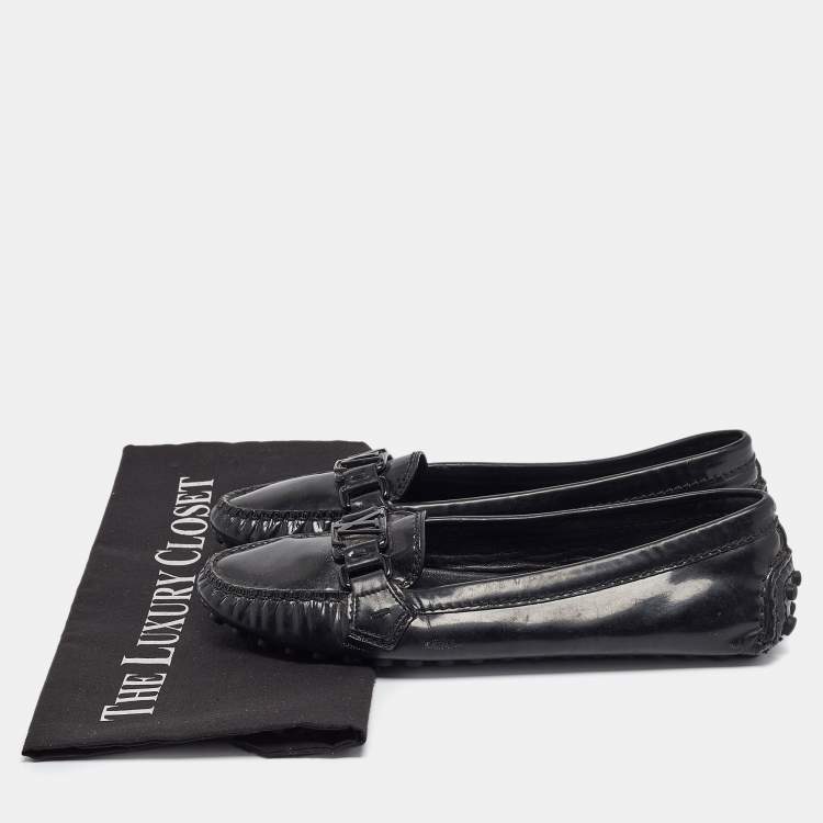 Pre Owned Louis Vuitton Black Patent  Oxford Loafers Size 36.5