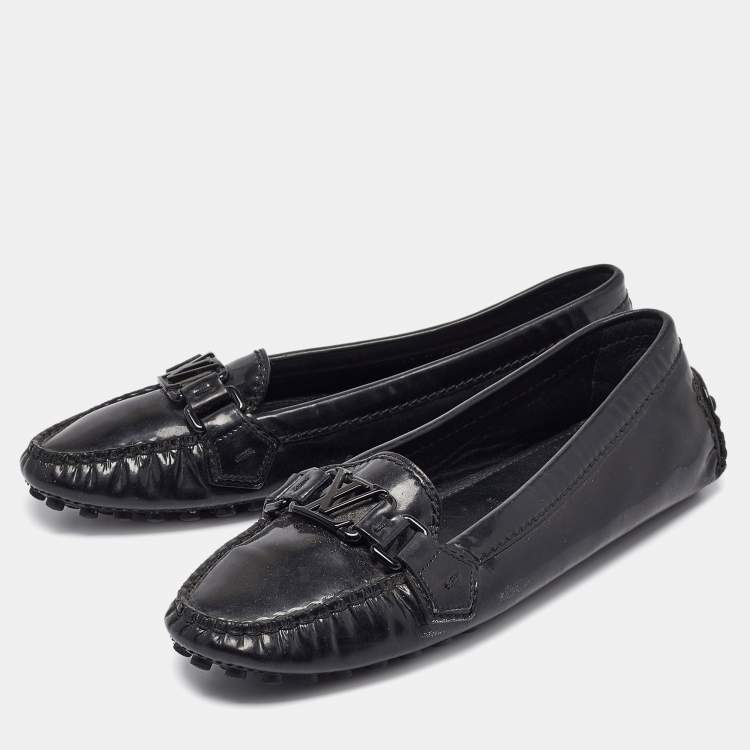 Pre Owned Louis Vuitton Black Patent  Oxford Loafers Size 36.5