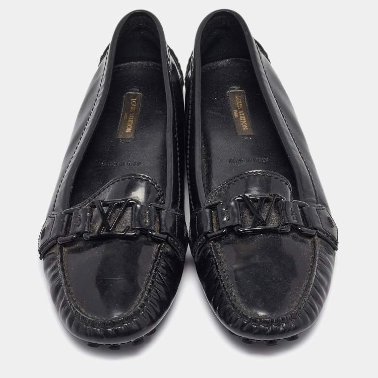 Pre Owned Louis Vuitton Black Patent  Oxford Loafers Size 36.5