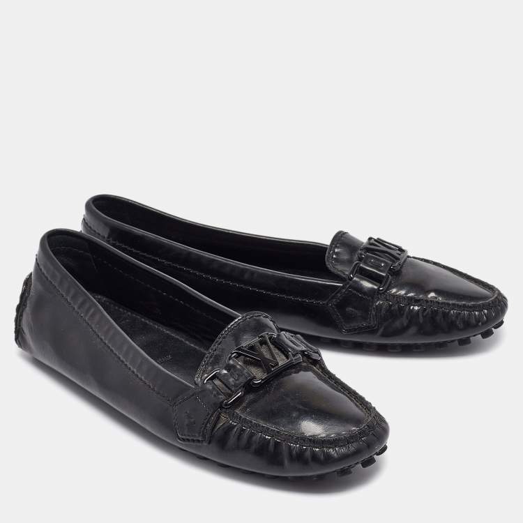 Pre Owned Louis Vuitton Black Patent  Oxford Loafers Size 36.5