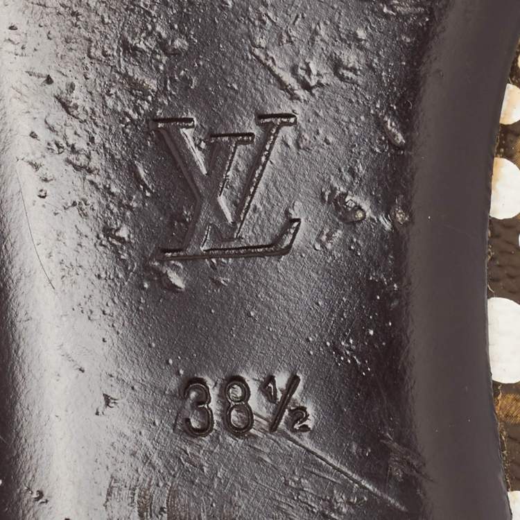 Pre Owned Louis Vuitton x Yayoi Kusama White/Brown Monogram Canvas Limited Edition Ballet Flats Size 38.5