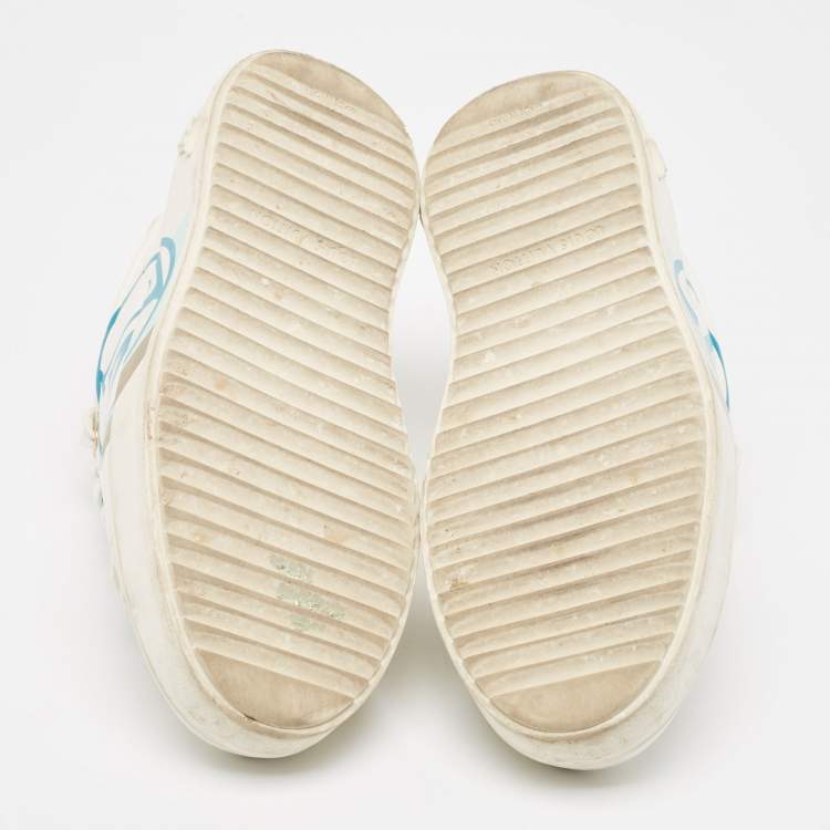 Pre Owned Louis Vuitton White Leather Time Out Sneakers Size 38