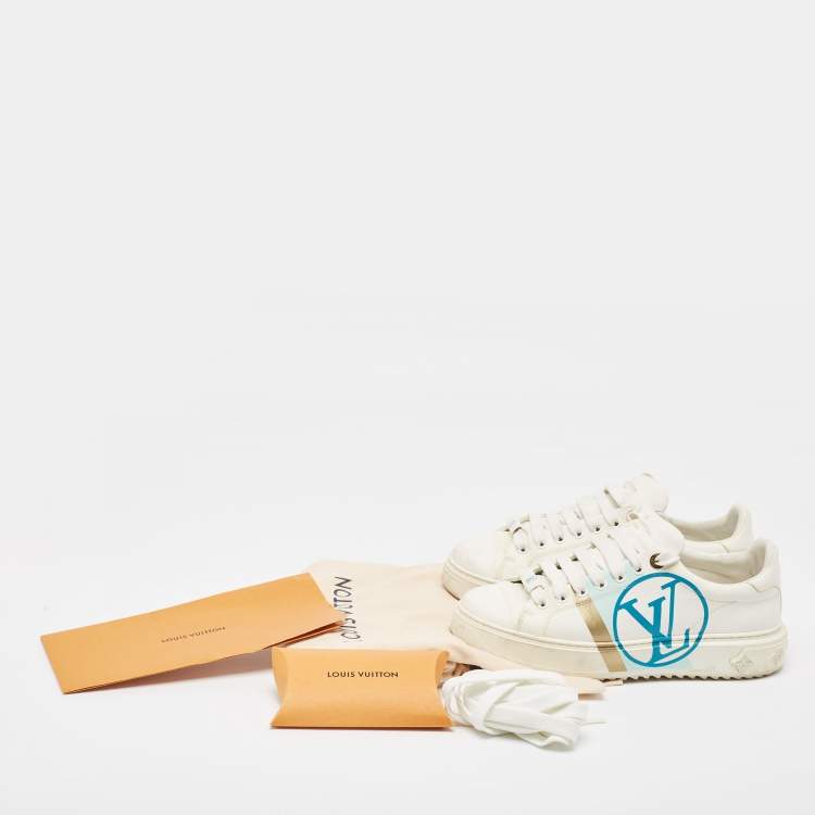 Pre Owned Louis Vuitton White Leather Time Out Sneakers Size 38