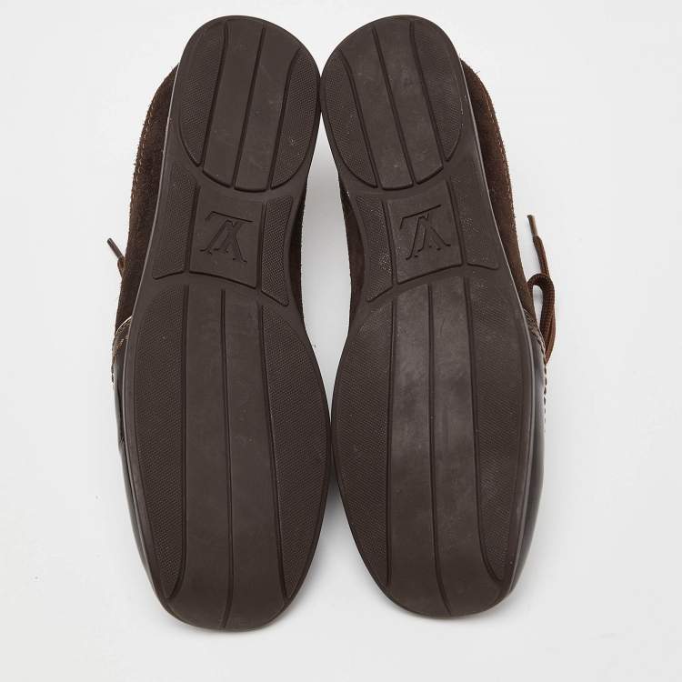 مملوكة مسبقًا Louis Vuitton Brown Patent Leather and Monogram Canvas Low Top Sneakers Size 37.5