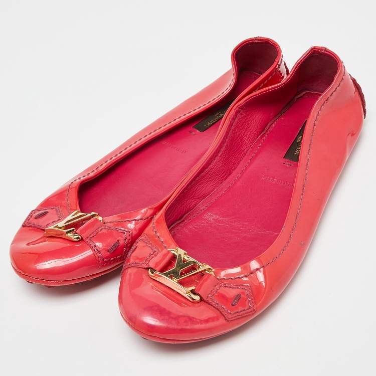 Pre Owned Louis Vuitton Pink Patent Leather Ballet Flats Size 35.5