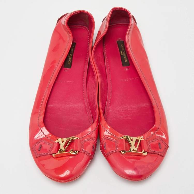 Pre Owned Louis Vuitton Pink Patent Leather Ballet Flats Size 35.5