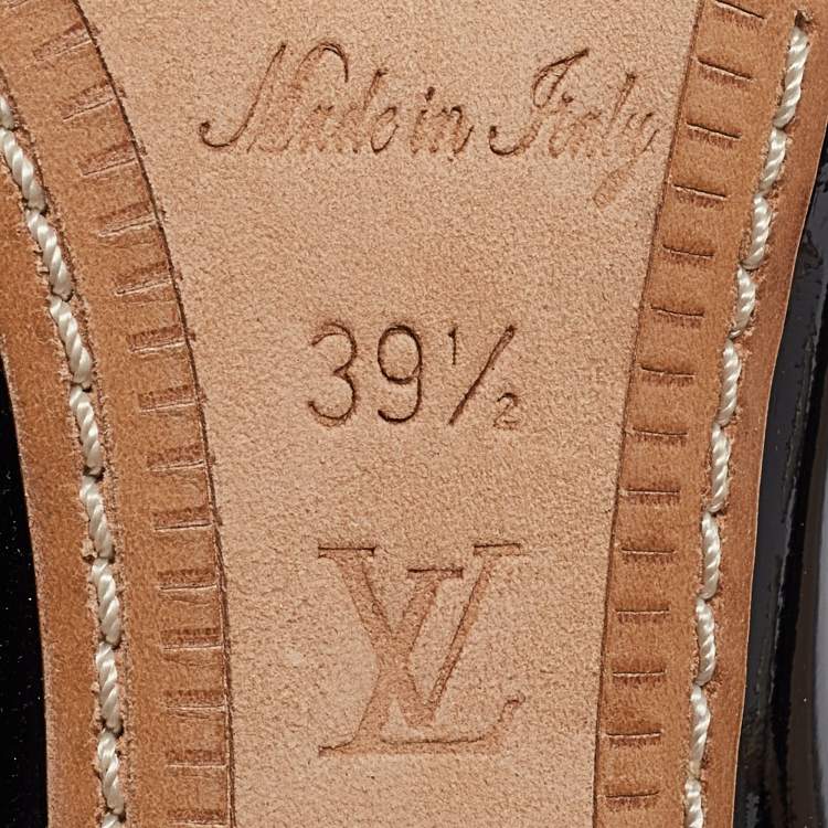Pre Owned Louis Vuitton Black/Beige Patent Mary Jane Pumps Size 39.5