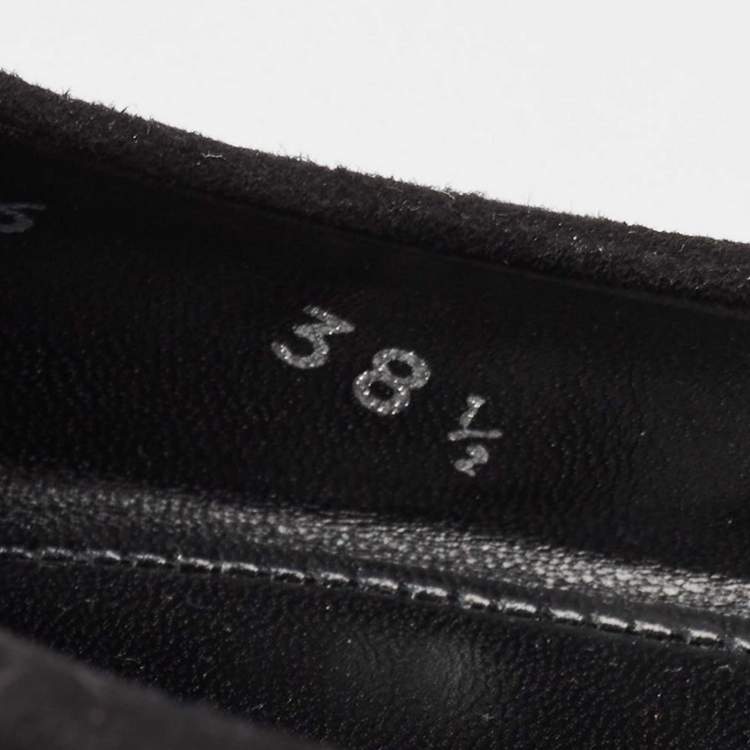 Pre Owned Louis Vuitton Black Suede Pointed Toe Ballet Flats Size 38.5 