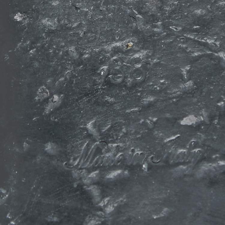 Pre Owned Louis Vuitton Black Embossed Leather Revival Flat Slides Size 38