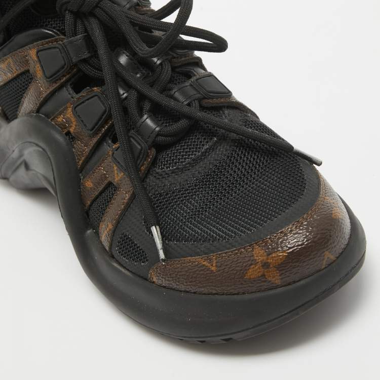 Pre Owned Louis Vuitton Brown/Black Monogram Coated Canvas Archlight Low Top Sneakers 38