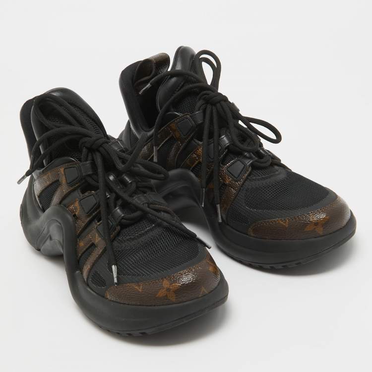 Pre Owned Louis Vuitton Brown/Black Monogram Coated Canvas Archlight Low Top Sneakers 38