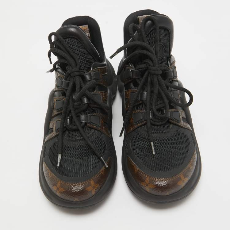 Pre Owned Louis Vuitton Brown/Black Monogram Coated Canvas Archlight Low Top Sneakers 38