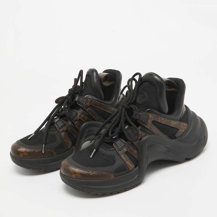 Pre Owned Louis Vuitton Brown/Black Monogram Coated Canvas Archlight Low Top Sneakers 38