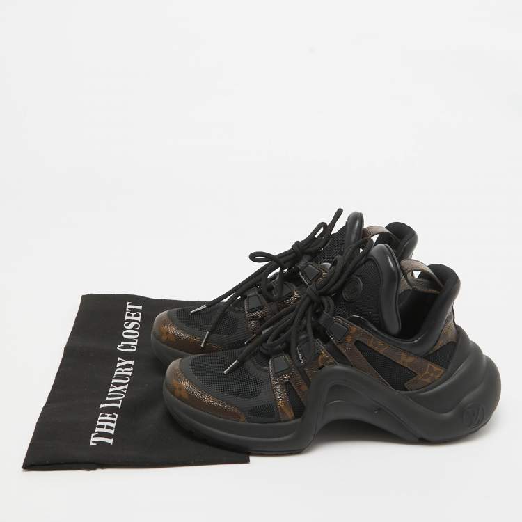 Pre Owned Louis Vuitton Brown/Black Monogram Coated Canvas Archlight Low Top Sneakers 38