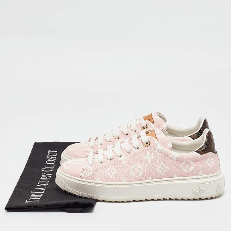 Pre Owned Louis Vuitton Pink Monogram Giant Canvas Time Out Sneakers Size 39