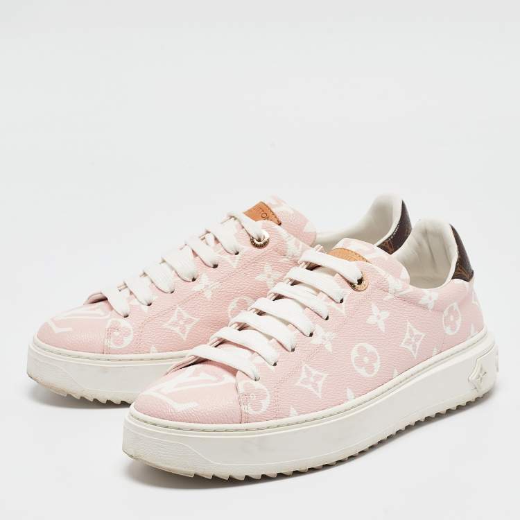 Pre Owned Louis Vuitton Pink Monogram Giant Canvas Time Out Sneakers Size 39