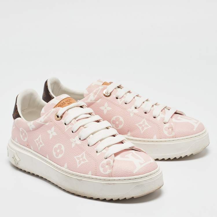 Pre Owned Louis Vuitton Pink Monogram Giant Canvas Time Out Sneakers Size 39