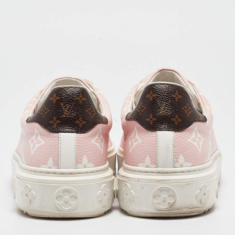 Pre Owned Louis Vuitton Pink Monogram Giant Canvas Time Out Sneakers Size 39