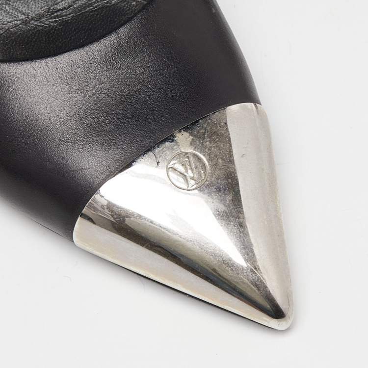 Pre Owned Louis Vuitton Black Leather Slingback Pumps Size 39
