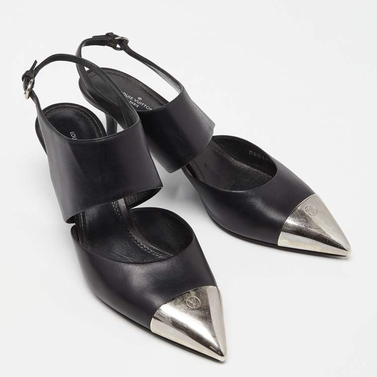 Pre Owned Louis Vuitton Black Leather Slingback Pumps Size 39