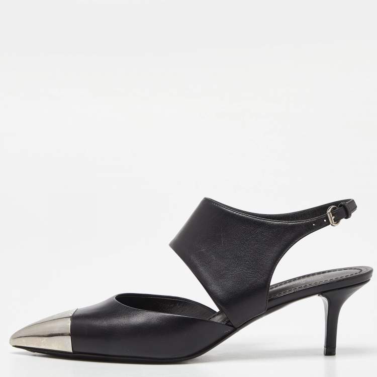 Pre Owned Louis Vuitton Black Leather Slingback Pumps Size 39
