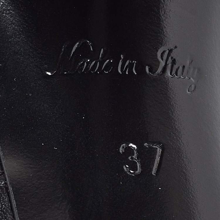Pre Owned Louis Vuitton Black/Brown Leather and Monogram Canvas Studded Ankle Booties Size 37