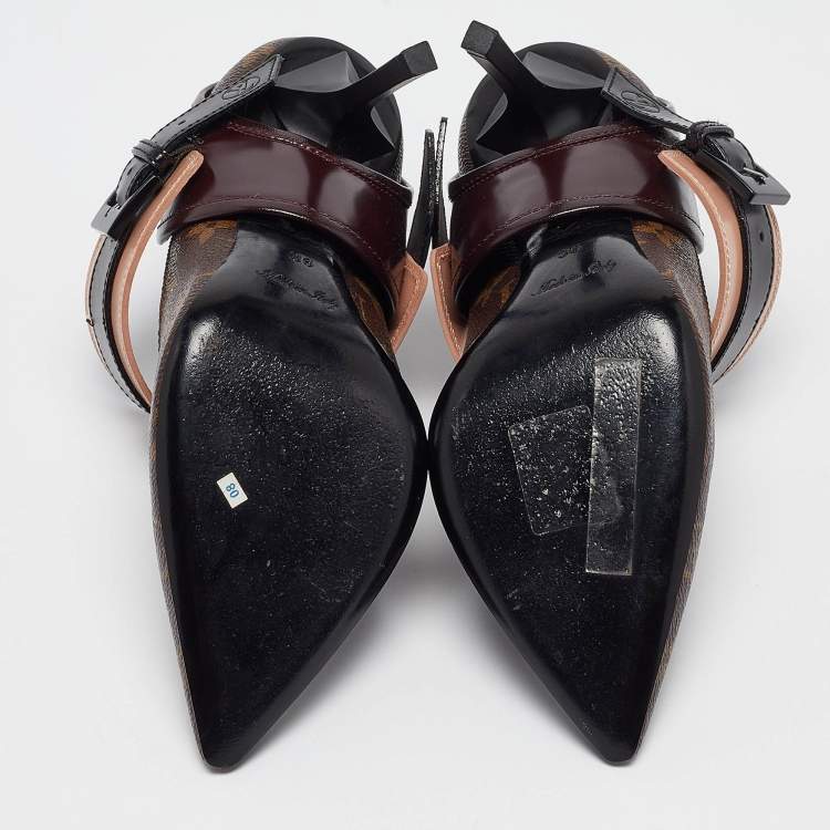 Pre Owned Louis Vuitton Multicolor Leather and Monogram Canvas Mary Jane Pumps Size 36