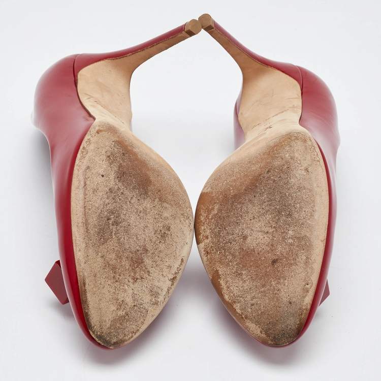 Pre Owned Louis Vuitton Red Leather Dice Pumps Size 38