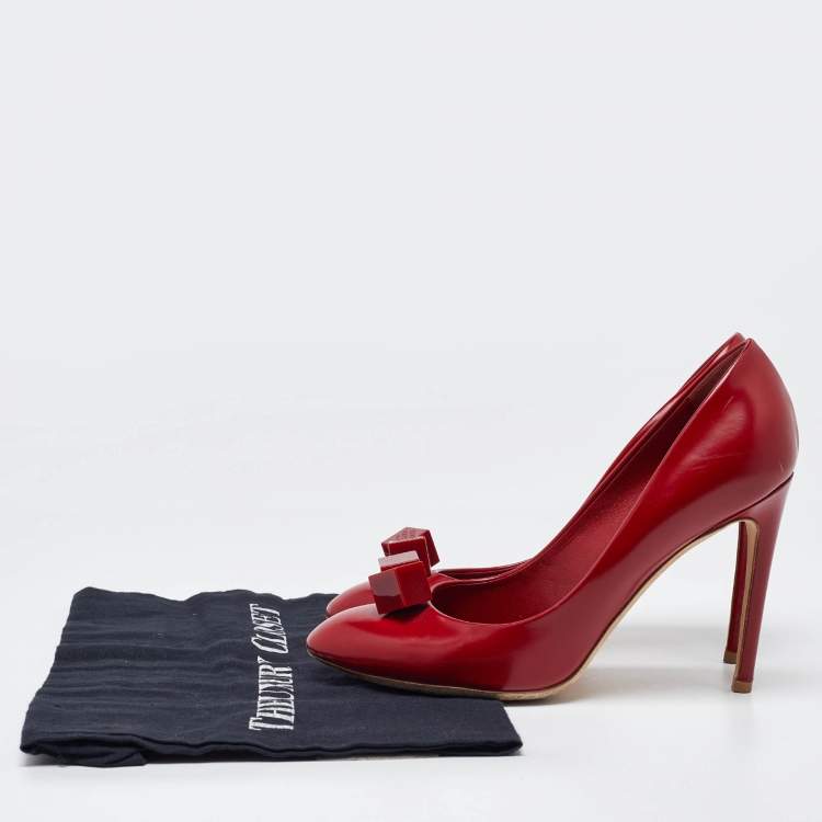 Pre Owned Louis Vuitton Red Leather Dice Pumps Size 38