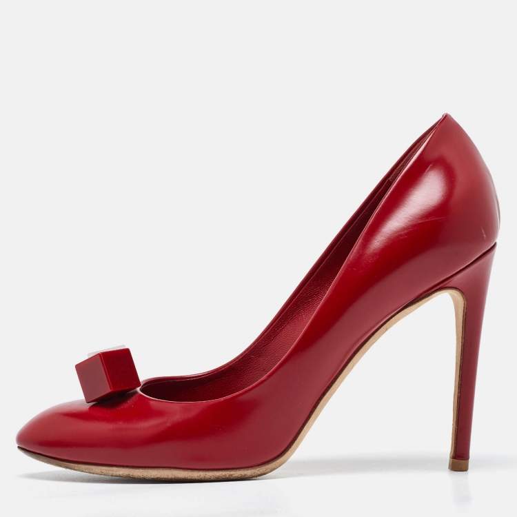 Pre Owned Louis Vuitton Red Leather Dice Pumps Size 38