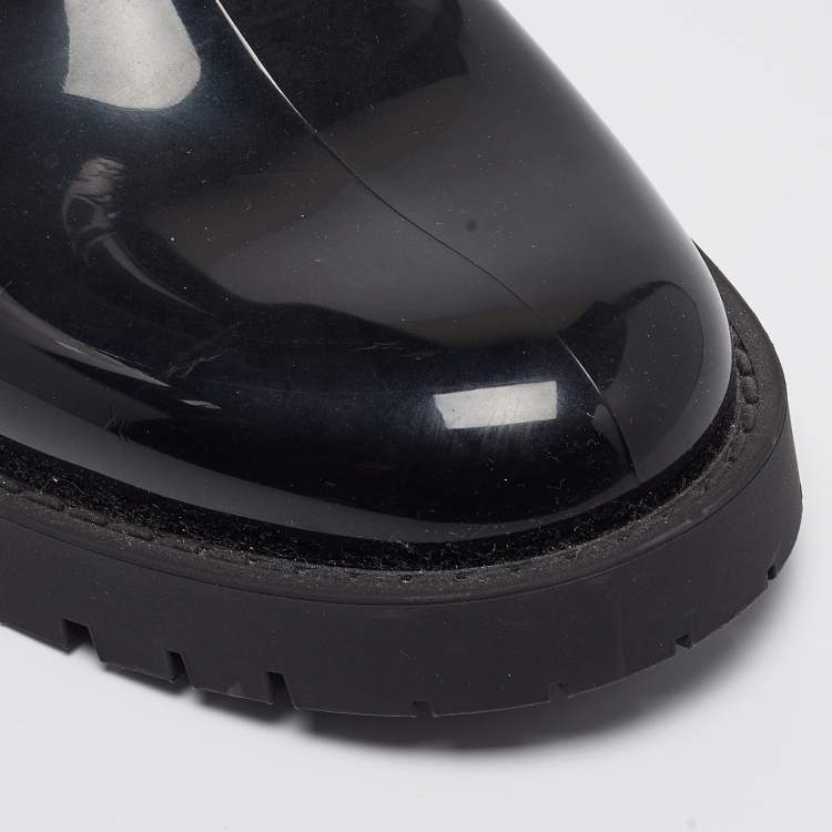 Pre Owned Louis Vuitton Black Monogram Rubber Mid Calf Boots Size 39