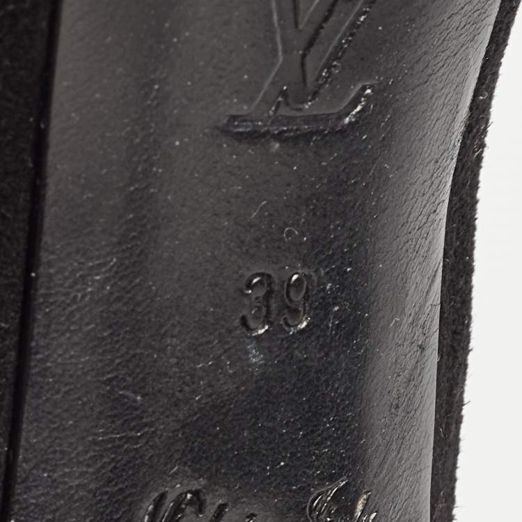 Pre Owned Louis Vuitton Black Suede Oh Really! Peep Toe Platform Pumps Size 39