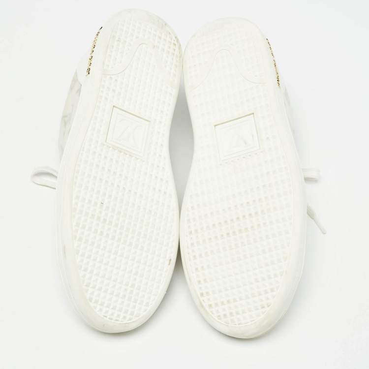 Pre Owned Louis Vuitton White Monogram Technical Mesh Frontrow Sneakers Size 37