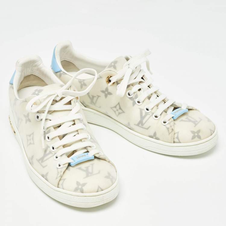 Pre Owned Louis Vuitton White Monogram Technical Mesh Frontrow Sneakers Size 37