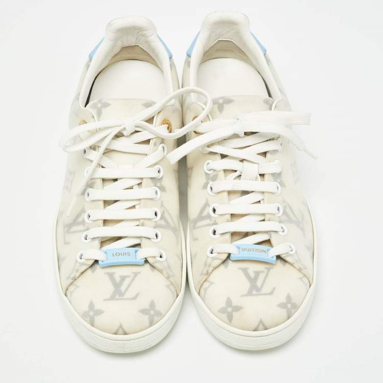Pre Owned Louis Vuitton White Monogram Technical Mesh Frontrow Sneakers Size 37