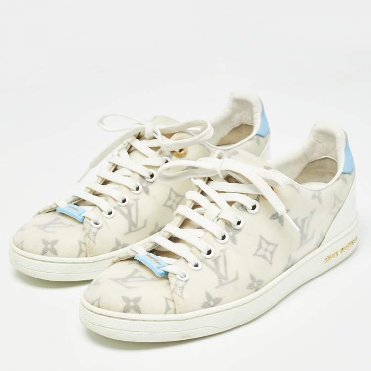 Pre Owned Louis Vuitton White Monogram Technical Mesh Frontrow Sneakers Size 37