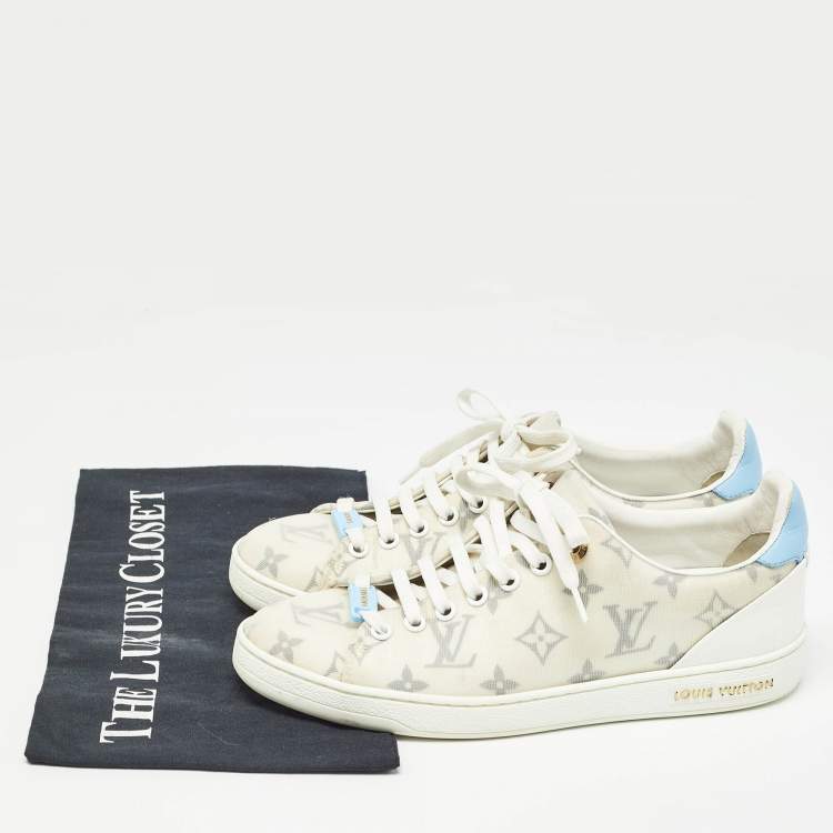 Pre Owned Louis Vuitton White Monogram Technical Mesh Frontrow Sneakers Size 37