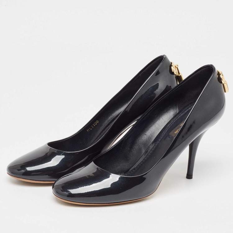 Pre Owned Louis Vuitton Navy Blue Patent Leather Oh Really! Pumps Size 38.5
