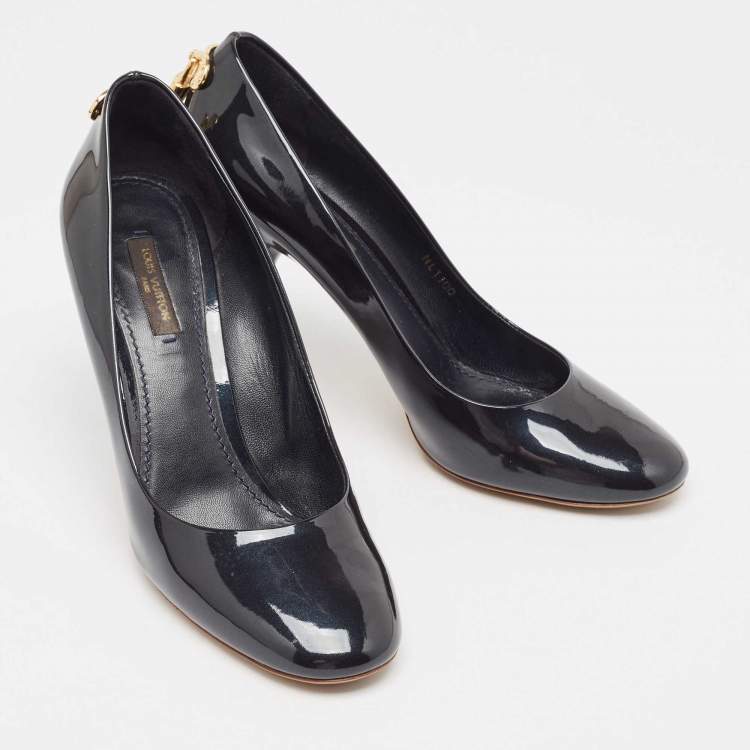 Pre Owned Louis Vuitton Navy Blue Patent Leather Oh Really! Pumps Size 38.5